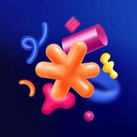Background with 3D abstract shapes in gradient style vector