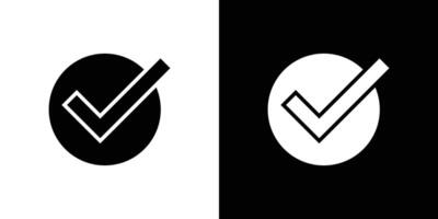 Check mark circle black and white icons set symbol. vector