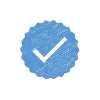 Blue verification scribble hand drawn design. illustration vector