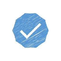Blue verification scribble hand drawn design. illustration vector