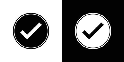 Check mark circle black and white icons set symbol. vector