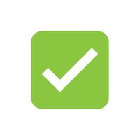 Green check mark done icon on white background. for design graphic vector