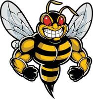 Fierce and Angry Bee with Bold Wings and Sharp Stinger, Perfect for Intense Mascot or Logo Design vector