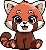 Cute and Cheerful Red Panda Standing in Cartoon Form vector