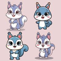 cartoon squirrels in different poses vector