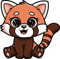 Charming Standing Red Panda Cartoon Character vector