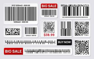 Realistic qr barcode template collection vector