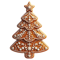 Gingerbread tree with white icing and star png