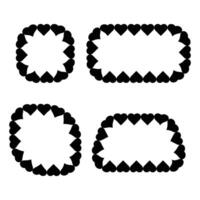 Love heart valentines frames border set design on isolated background. illustration vector