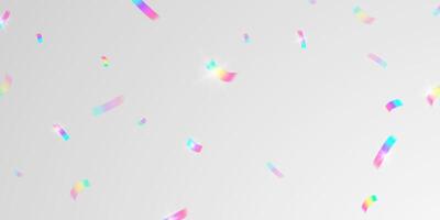 Multicolored light effect and zigzag ribbons falling from above on streamer, tinsel vector