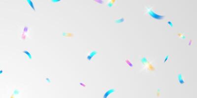 Multicolored light effect and zigzag ribbons falling from above on streamer, tinsel vector