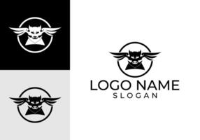 Logo icon of a pig's head with its wings. vector