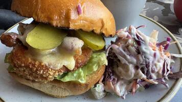 Crispy Fried Chicken Sandwich with Coleslaw photo