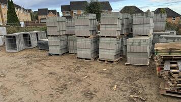 Stacks of Concrete Blocks at Construction Site photo