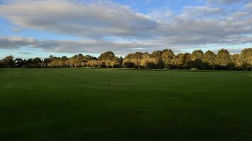Serene Green Field Under Partly Cloudy Sky photo