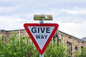Weathered Give Way Traffic Sign photo