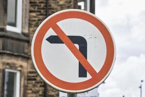 No Left Turn Traffic Sign photo