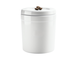 Coffee jar with lid and beans on top png