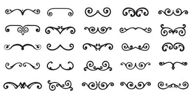 Set of decorative scroll divider elements. Border calligraphy collection vector