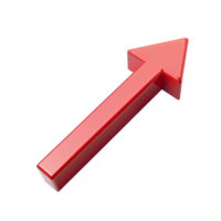 Bright red arrow pointing up, isolated and clear png