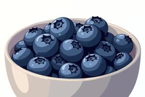 Bowl with blueberries on white background vector