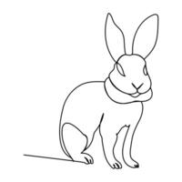 Rabbit continuous single line art outline drawing sketch editable stroke illustration vector