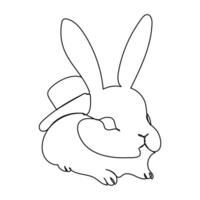 Rabbit Single Line Icon Design vector