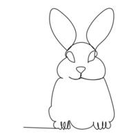 Fuffy rabbit silhouette with ears in simple linear art vector