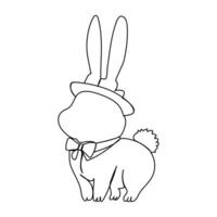 A minimalist line art illustration of a rabbit sitting next, all depicted with smooth, vector