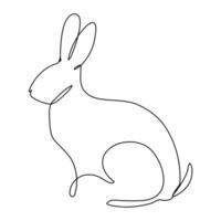 Easter bunny in single continuous one line style. Hand drawn cute silhouette rabbit vector