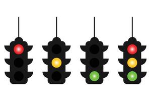 Traffic lights icons set. Isometric set of traffic lights icons. Red Traffic Light, Yellow Traffic Light, Green Traffic Light vector