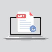 Download MP4 the laptop screen label icon MP4 . Download file MP4 file on laptop vector