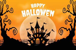 Halloween background Night Scene with Castle and Moon vector