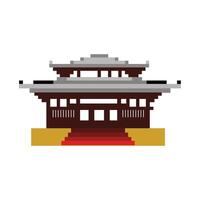 pixelated Japanese temple building icon illustration design graphic flat. A temple or shrine of Japanese traditional treasure. A hallmark of the nations long, treasured history vector