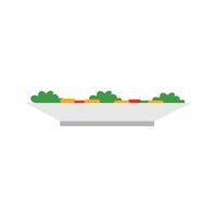 Vegetable salad icon in flat color style. Vegetarian food. Vegetarian food on a plate icon in flat style isolated on white background. Nature element design vector