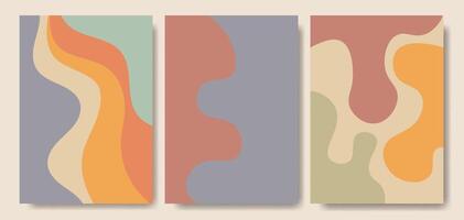 Set of retro groovy geometric background. vector