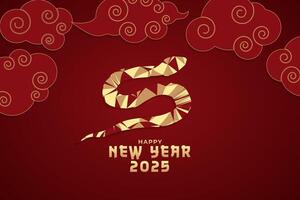 Lunar New Year Greeting Background. Chinese New Year, Gold Snake And Clouds. vector