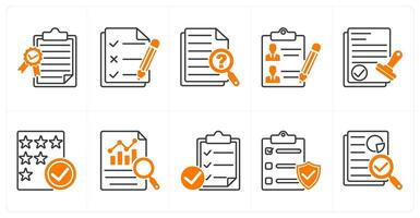 A set of 10 survey icons as quality ceritificate, to do list, inquiry vector