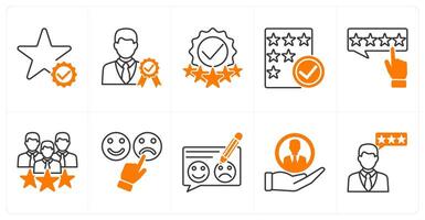 A set of 10 survey icons as valid rating, credibility verification, rating check vector