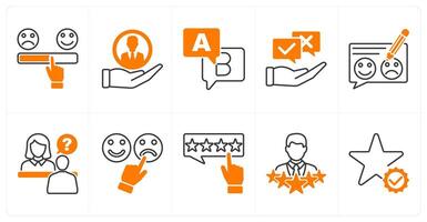 A set of 10 survey icons as satisfaction scale, client, option vector