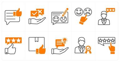 A set of 10 survey icons as positive feedback, opinion, feedback vector