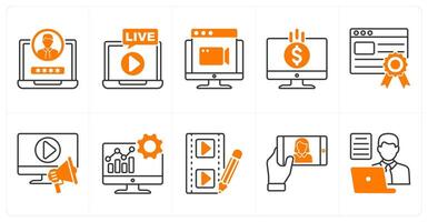A set of 10 influencer icons as user id, live , website vector