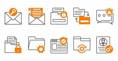 A set of 10 gdpr icons as secure message, gdpr letter, sensitive information vector