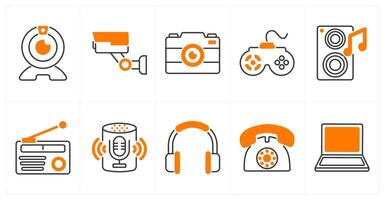 A set of 10 home appliances icons as web cam, cctv, camera vector