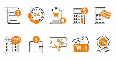 A set of 10 offer icons as bill, 24hr service, order process vector
