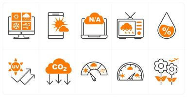 A set of 10 weather icons as weather report, weather app, not available vector