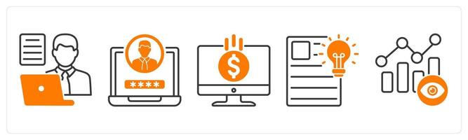 A set of 5 Influencer icons as content creator, user id, monetization vector