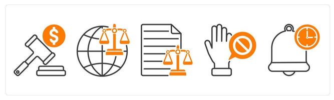 A set of 5 GDPR icons as gdpr file, universal law, balance sheet vector