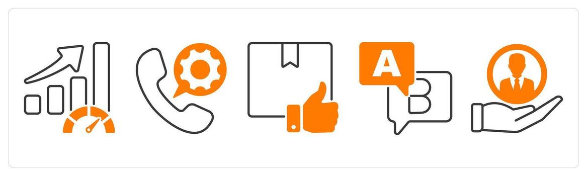 A set of 5 Survey and Rating icons as performance, call service, best product vector