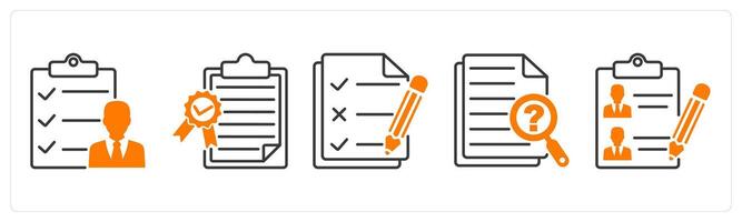 A set of 5 Survey and Rating icons as survey, quality certificate, to do list vector